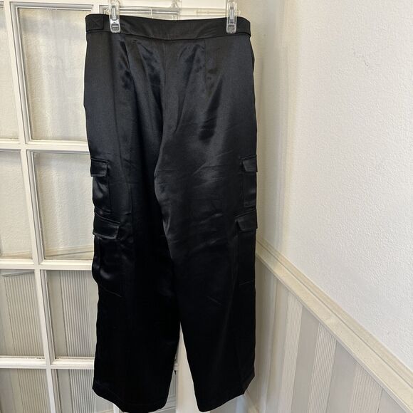 A New Day Women's 10 Straight Relaxed High Rise Satin Cargo Pants Glossy - Picture 5 of 11